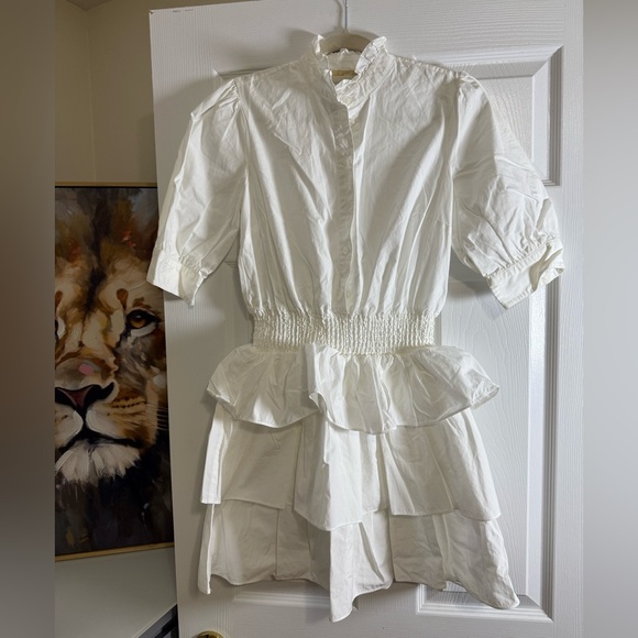 MICHAEL Michael Kors Dresses & Skirts - White Ruffled Tiered Mini Dress with Smocked Waist